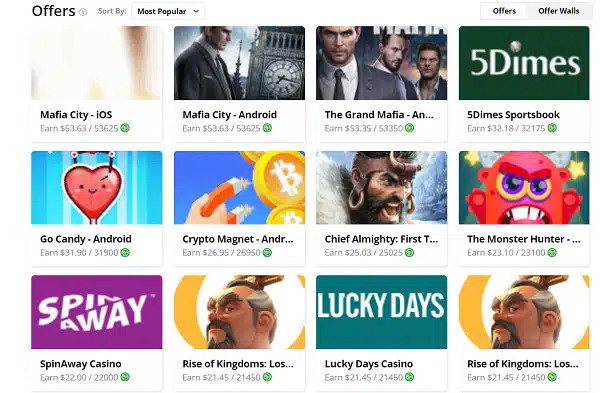 Grabpoints completing offerwalls