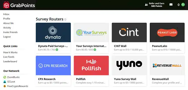 Grabpoints answering surveys